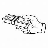 Premium Vector  Hand Holds A Pack Of Dollars For Coloring sketch template