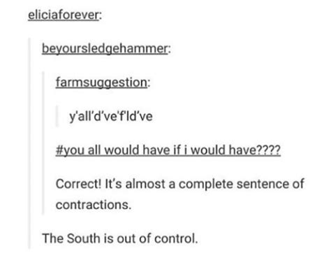 y'all'd've'fid've english contractions south tumblr | Funny facts ...