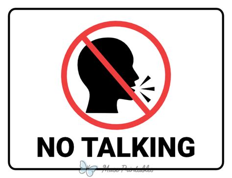 Printable No Talking Sign