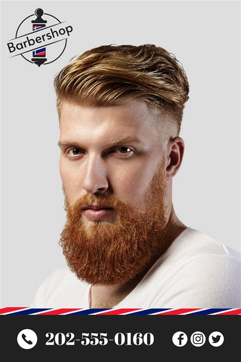 Man With Trendy Hairstyle and Fuzzy Beard Salon Template | Square Signs