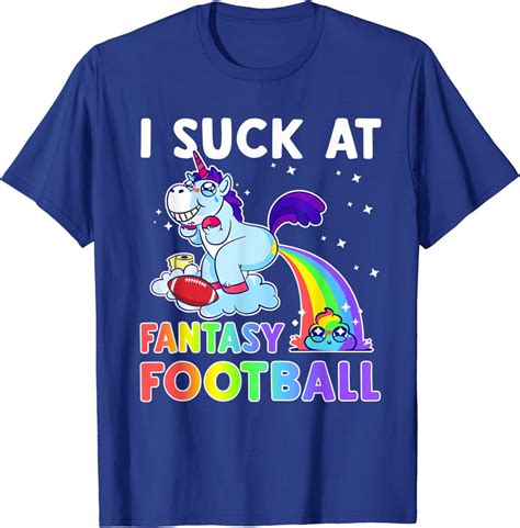 I Suck At Fantasy Football Rainbow Unicorn Poop Funny Loser T-Shirt