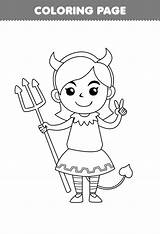 Education Game For Children coloring Page Of cute Cartoon devil Girl  sketch template