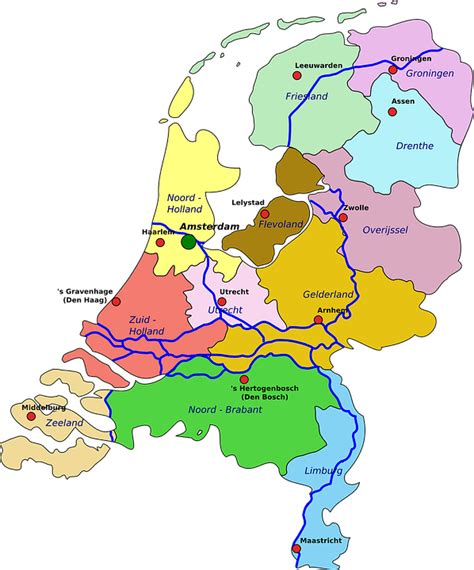 Netherlands Map Geography · Free vector graphic on Pixabay