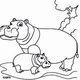Hippo And Baby Coloring Page · Creative Fabrica sketch template
