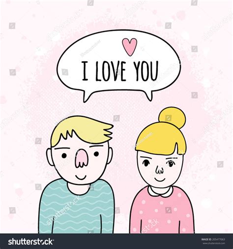 Cute Cartoon Couple Love Romantic Hand Stock Vector 205477063 - Shutterstock