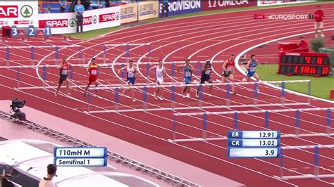 110m Hurdles Men's Semifinals 1 - European Athletics Championships 2016 - YouTube