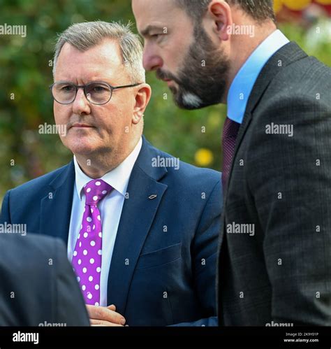 Jeffrey Donaldson, (Centre) leader of the Democratic Unionist Party of ...