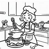 My Mom Is Cooking In The Kitchen 2 Coloring Pages  For Kids sketch template