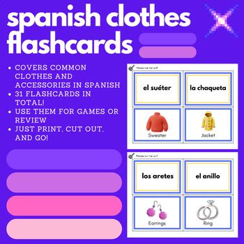 Clothes in Spanish Flashcards (Spanish 1) by Señorito Abito | TPT