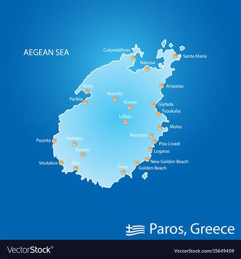 Island of paros in greece map in colorful Vector Image