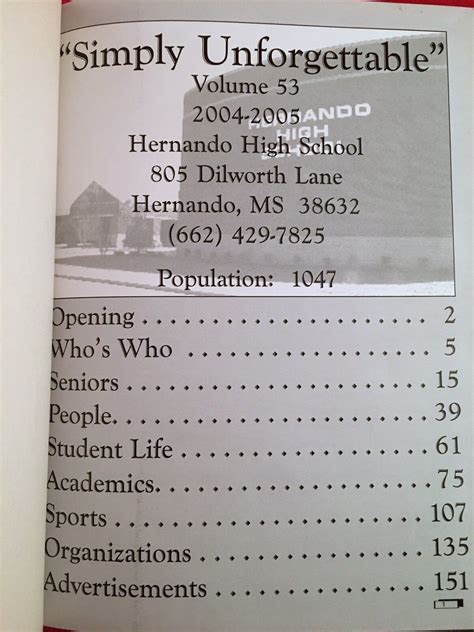 2005 Hernando High School Yearbook Annual Hernando Mississippi MS Ads ...