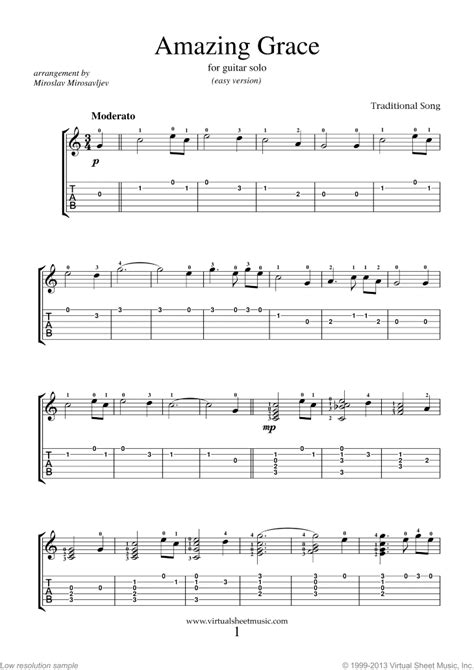 the amazing grace sheet music for guitar