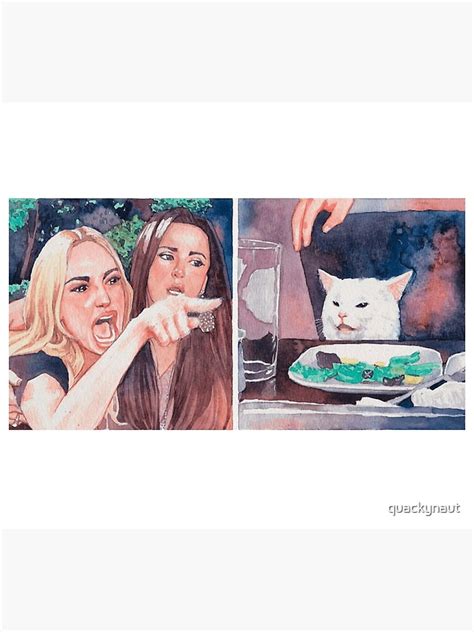 "Funny Cat at Dinner Table Meme" Poster for Sale by quackynaut | Redbubble