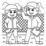 Premium Vector  Baseball Player With Coach Coloring Page For Kids sketch template