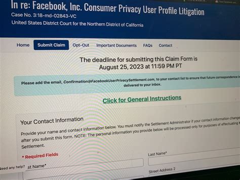 Facebook Settlement Claim Form 2023 - Printable Forms Free Online