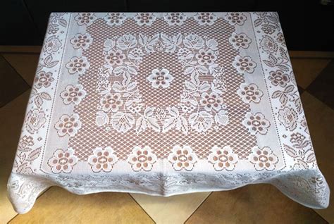 White lace tablecloth Vintage tablecloth Floral pattern Unique | Etsy