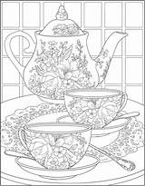 Coloring Tea Set Clip Art Sketch Page sketch template