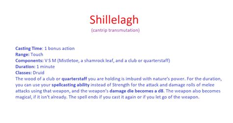 Shillelagh 5e (5th Edition) - Dnd Spells