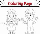 coloring Page Happy boy girl 35905863 Vector Art At Vecteezy sketch template