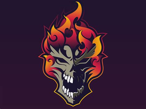 Flaming Skull Mascot by Benjamin Lipsø | Dribbble Crane, Sports Team Logos, Esports Logo, Game ...