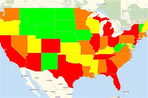 Color Coded Map Of Us States - United States Map