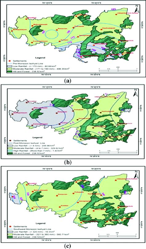 a Pre monsoon rainfall, b Post monsoon rainfall, c Southwest monsoon ...
