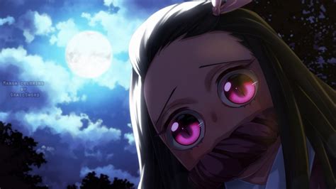 Demon Slayer Nezuko Kamado With Background Of Moon Sky And Clouds HD ...