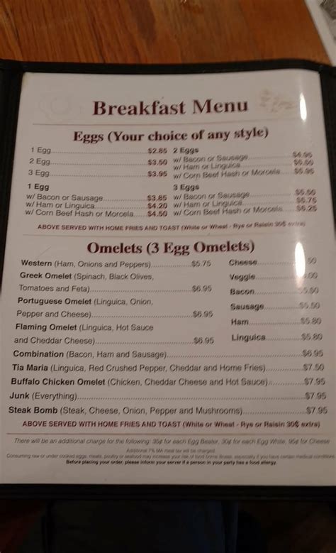 Menu at The Breakfast Klub cafe, New Bedford