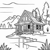 Charming Log Cabin By The Lake Coloring Page  Pagescom sketch template