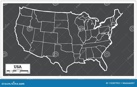 USA City Map in Retro Style. Outline Map Stock Vector - Illustration of lane, thin: 110307952