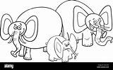 Black And White Cartoon Illustration Of Cute Funny Elephants Animal  sketch template