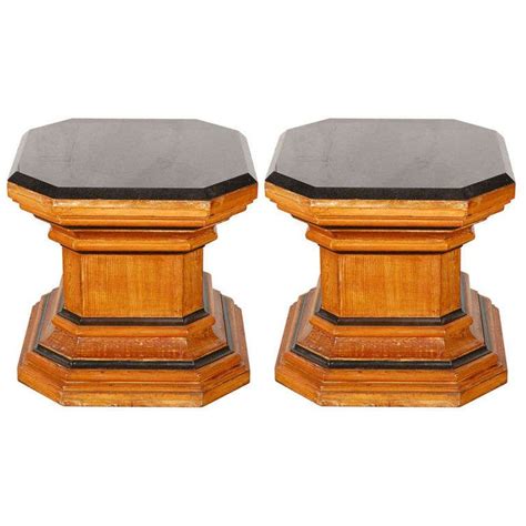 Pair Octagonal Pedestal Coffee Tables with Marble Tops — Jefferson West, Inc. | Pedestal coffee ...