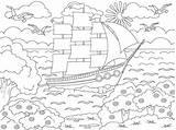 Premium Vector  Ship sails On The Waves Big Sailboat And Nature Of sketch template