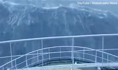 Video shows dramatic moment huge ship is hit by 100ft wave in North Sea mega storm | Travel News ...