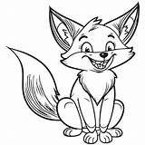 Happy Fox cartoon outline Illustration Coloring Book For Children  sketch template