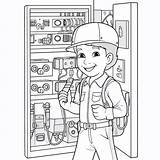 Premium Vector  Electrician Coloring Page For Kids sketch template