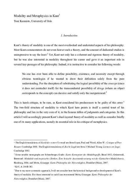 (PDF) Modality and Metaphysics in Kant | Toni Kannisto - Academia.edu