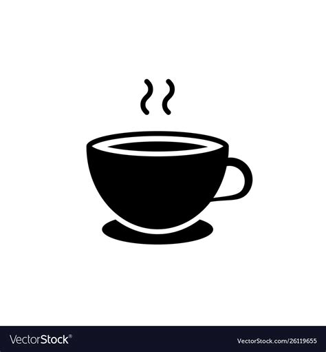 Cup coffee black icon on white background Vector Image