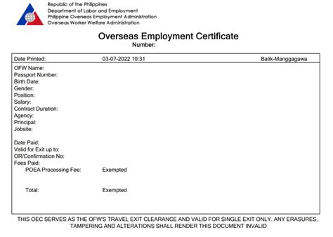 OEC Online Exemption Guide - Balik Manggagawa • The Gees Travel