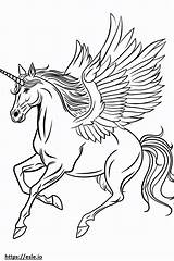 Flying horses coloring Sheet sketch template