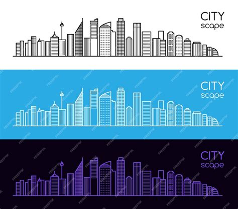 Premium Vector | Cityscape outline background. editable stroke paths are not expanded