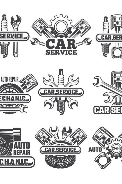 Design template of labels and badges with automobile tools a | Mechanic logo design, Mechanics ...