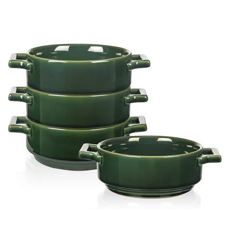 Vicrays Ceramic Soup Bowls with Handles, 24 Oz Porcelain Soup Crocks ...