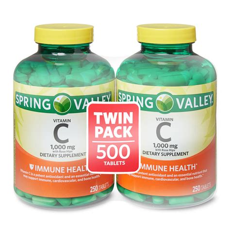 Spring Valley Vitamin C Vitamins & Supplements, 1 Tablet, 500 Ct, 2 ...