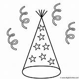 Party Hat With Stars And Streamers  Coloring Page New Years sketch template