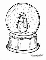 Printable Snow Globe Coloring Page Sketch sketch template