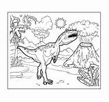 Dinosaur Volcano Coloring Page Pages sketch template