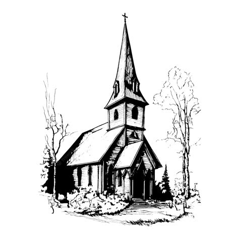 Premium Vector | Wooden church sketch stock vector