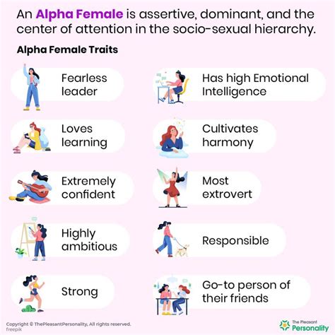 An alpha female is assertive, dominant, and the center of attention in the socio-sexual ...