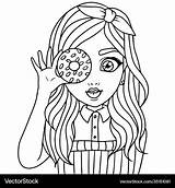 Cute Cartoon Little girl coloring Page Royalty Free Vector sketch template